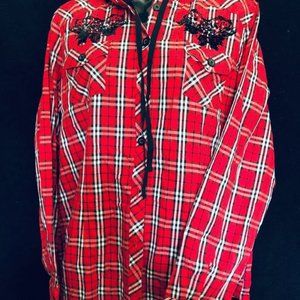 Cowgirl Up Hooded Long Sleeve Western Shirt XL